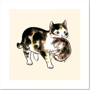 Cat mother and baby Posters and Art